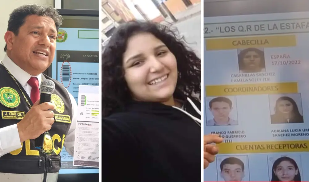 Pamela Cabanillas todo sobre la cabecilla que estafó con entradas para Daddy Yankee, Bad Bunny, Coldplay y más  PNP  Estafas por conciertos  Telecticket. Foto: composición LR/Gianella Aguirre/URPI-GLR/captura de Twitter/difusión