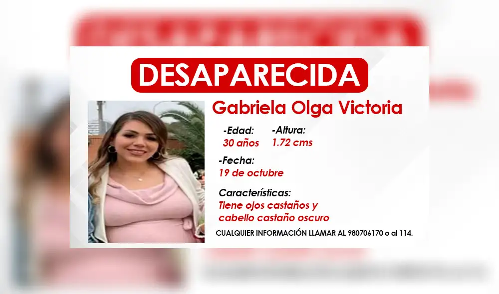 Gabriela Olga Sevilla Torello desapareció el 19 de octubre del 2022 en Surco. Foto Ministerio de la Mujer Gabriela Olga Sevilla Torello desapareció el 19 de octubre del 2022 en Surco. Foto Ministerio de la Mujer