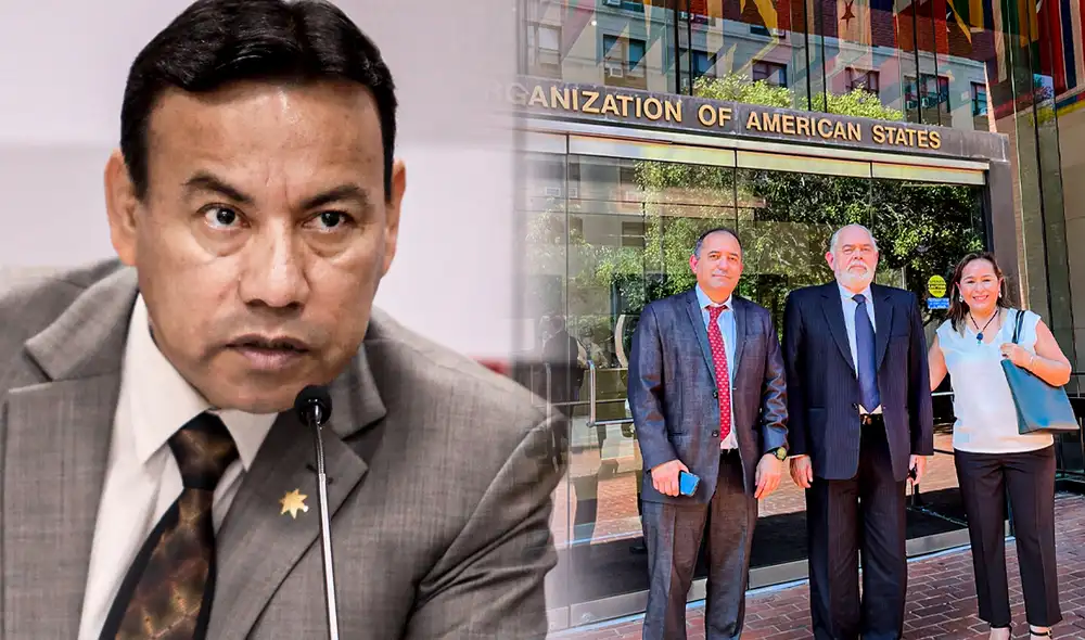 En 2021, un grupo de políticos, incluidos Jorge Montoya y Hernando Guerra, acudieron a la sede de la OEA. Sin embargo, no fueron atendidos por Luis Almagro. Félix Chero. Foto: composición de Jazmin Ceras/La República