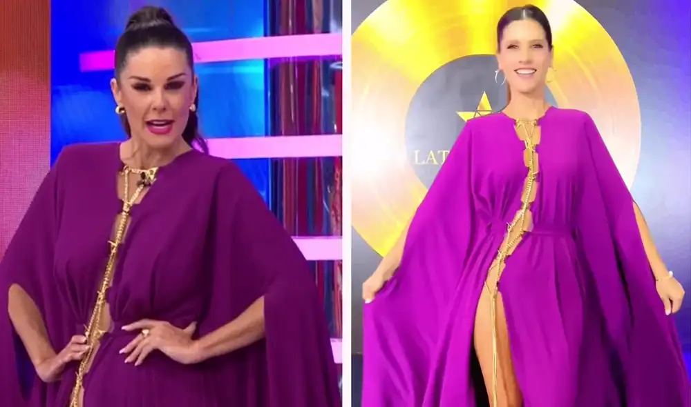 Rebeca Escribens y María Pía Copello lucen el mismo vestido. Rebeca Escribens/Screenshot de "América espectáculos"/María Pía Copello/Instagram