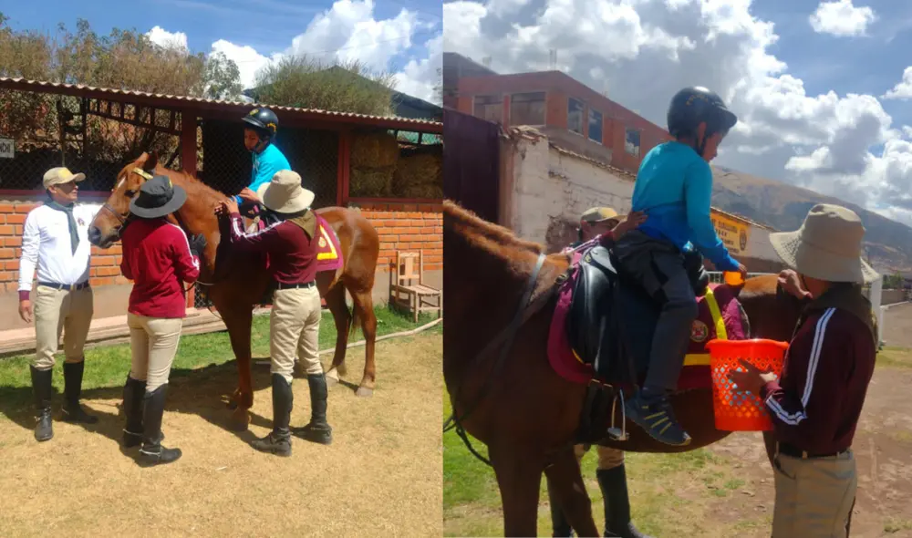Primer programa de equinoterapia de la Policía montada Cusco durará hasta abril de 2023. Foto: PNP