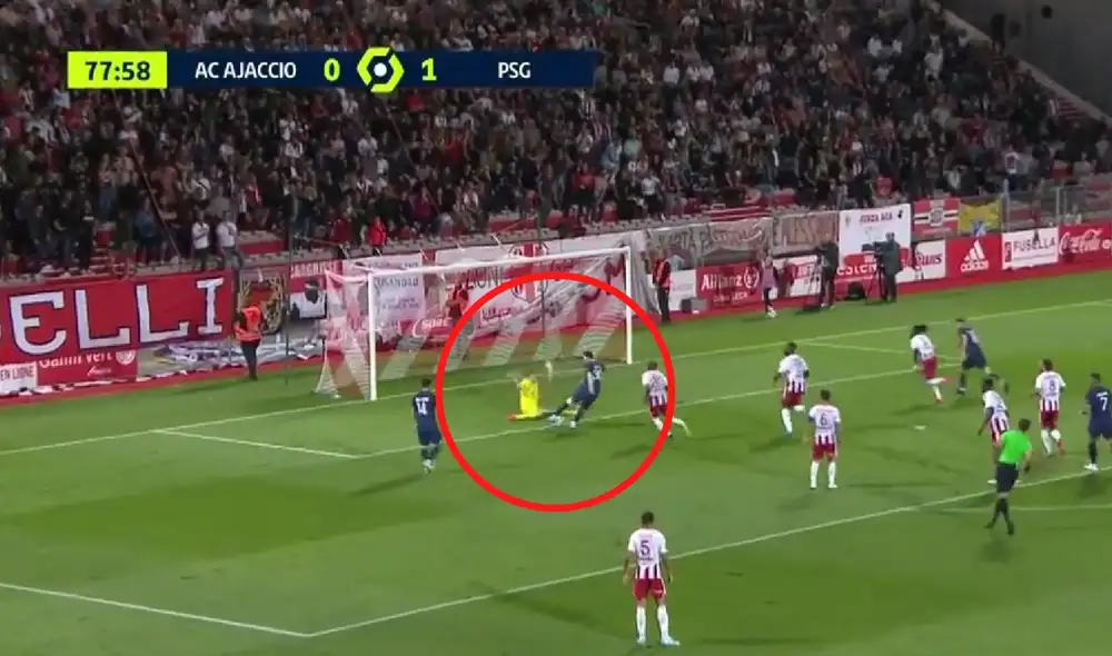 Golazo de Messi ante Ajaccio. Foto: captura ESPN Golazo de Messi ante Ajaccio. Foto: captura ESPN