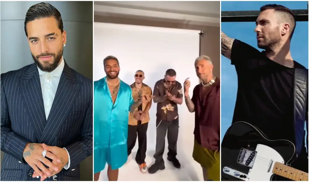 La nueva colaboración marca la primera vez que Levine canta en español. Foto: composición LR/@adamlevine/@maluma/Instagram