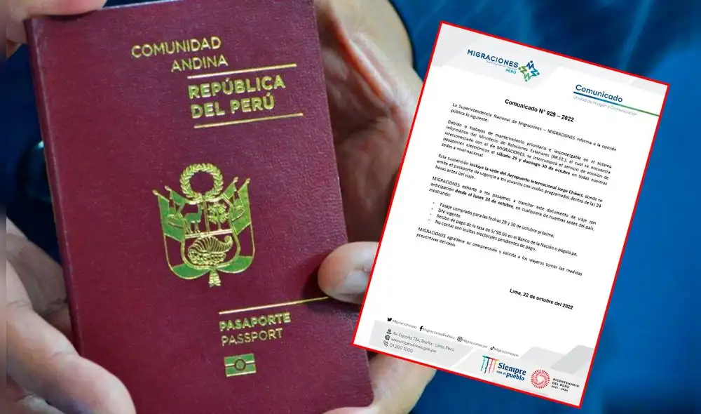 La entidad exhortó a los pasajeros a tramitar su pasaporte de urgencia desde este lunes 24 de octubre. Foto: composición LR/La República/Twitter Migraciones Perú