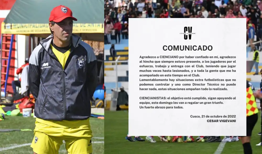 Al momento, el cuadro imperial no anunció el reemplazo oficial de Vigevani. Foto: Instagram de Cesar V.