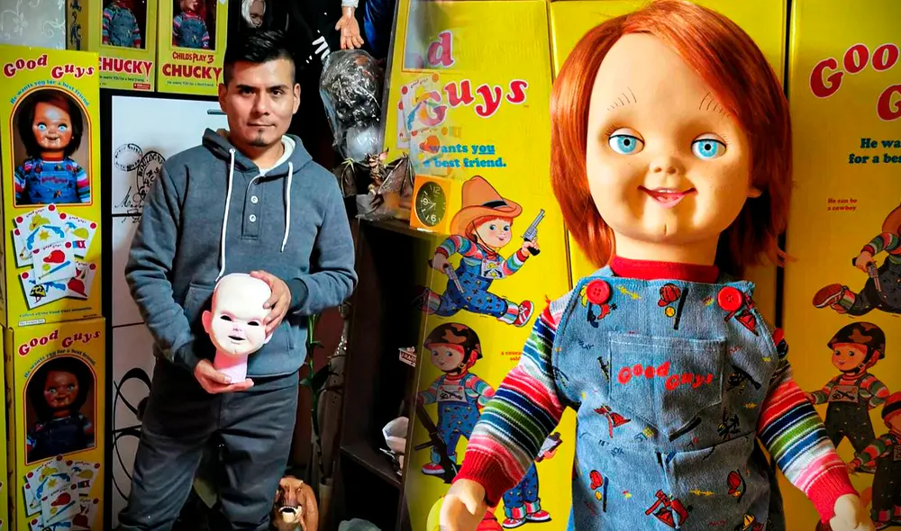 Conoce la singular historia de Christian de la Cruz, quien es el fabricante peruano de Chucky. Foto: composición de Gerson Cardoso/Instagram/@toysperuchristian