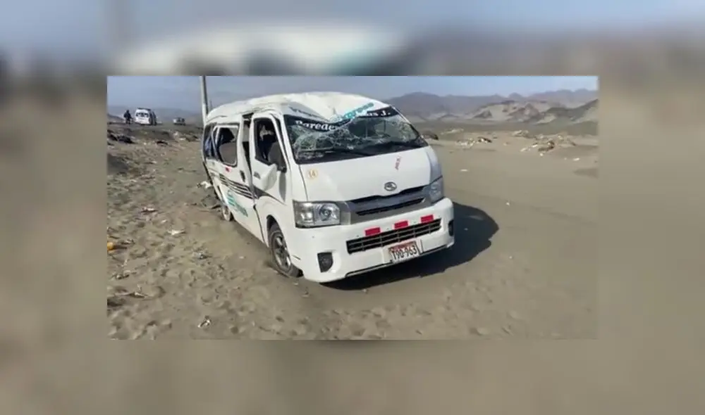 La combi quedó a un lado de la Panamericana Norte. Foto: Trujillo 60