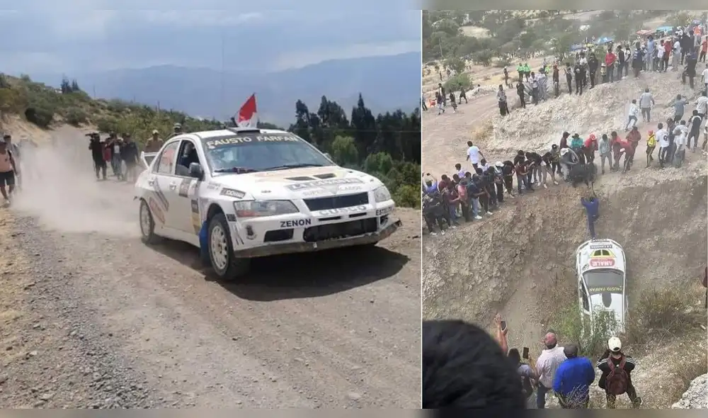 El auto cayó en una cuneta de aproximadamente 10 metros de altura. Foto: Caminos del Inca