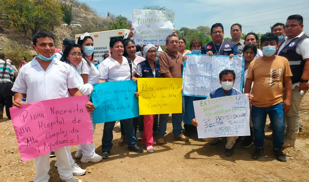 Trabajadores exigen presupuesto para hospital. Foto: Grover Lozada
