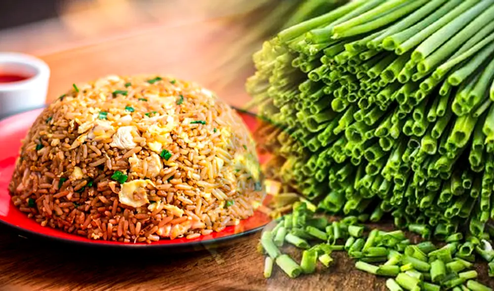 La cebolla china es clave para preparar el arroz chaufa. Foto: composición Gerson Cardoso LR/Perú Travel/elnabohonesto.