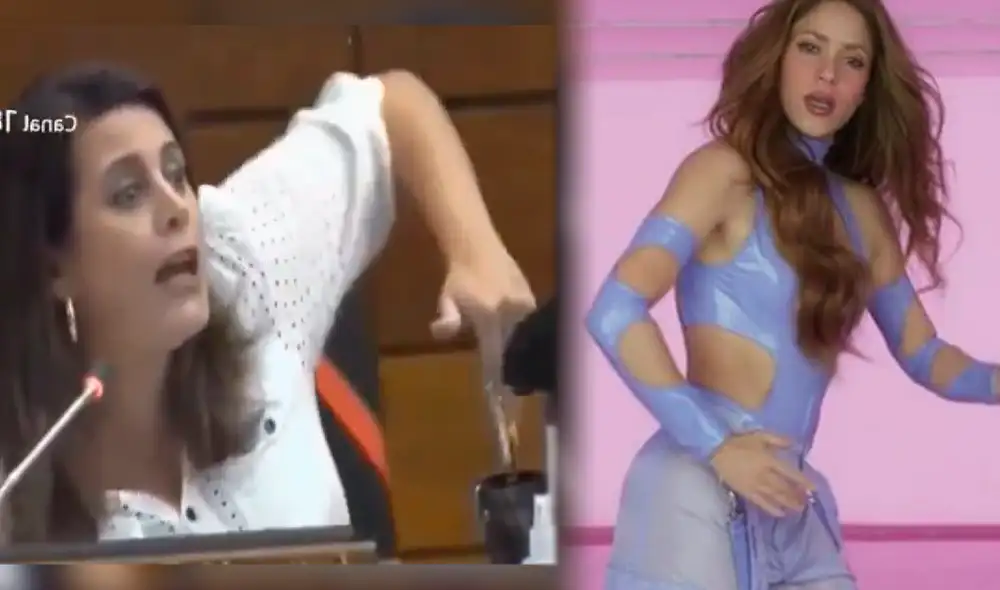 Kattya Mabel González, diputada de Paraguay, cantando ‘Te felicito’ de Shakira y Rauw Alejandro. Foto: composición LR/Canal18/Youtube-Shakira