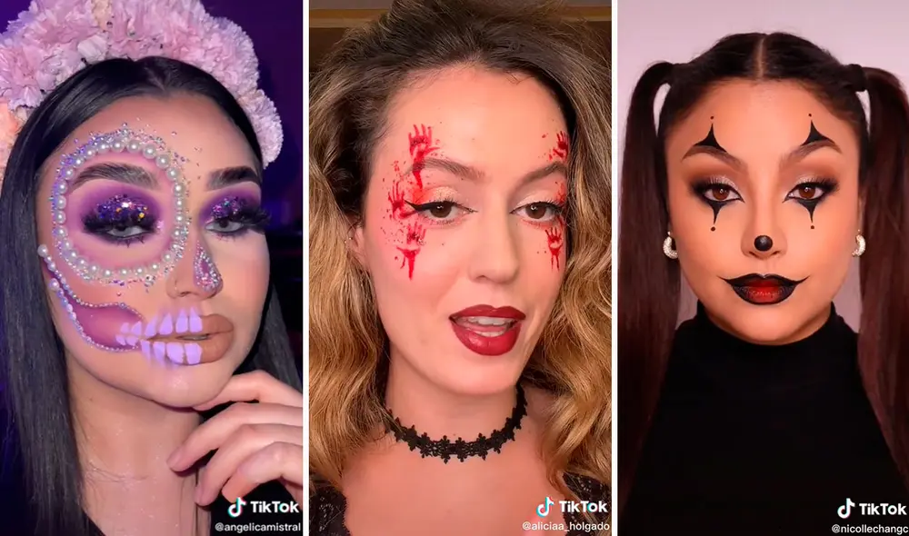 Desde terroríficos payasos hasta curiosas calaveras: estas son algunas de las ideas que puedes copiar de estos famosos tiktokers. Foto: composición LR/TikTok/@angelicamistral/@aliciaa_holgado/@nicollechangc