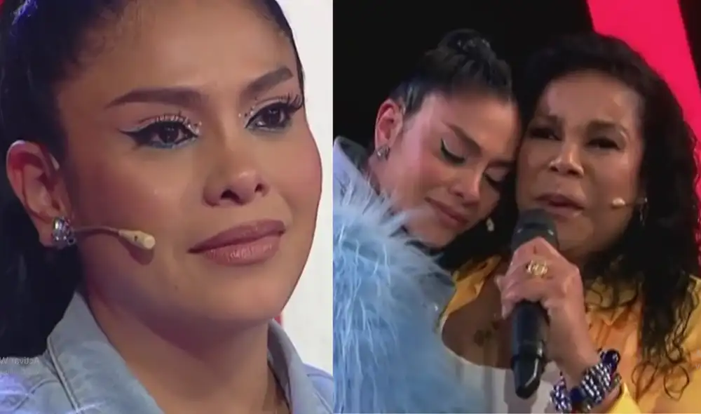 Maricarmen Marín se mostró muy sensible ante la canción de Eva Ayllón. Foto: composición LR/ captura de Latina