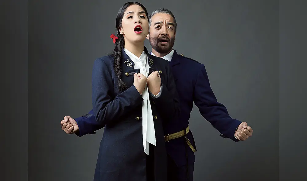 Personajes. Alejandra Egoavil como La Mariscala y Marcello Rivera es Agustín Gamarra. Foto: difusión Personajes. Alejandra Egoavil como La Mariscala y Marcello Rivera es Agustín Gamarra. Foto: difusión