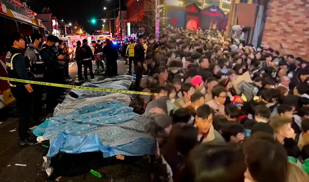 El barrio de Itaewon es conocido por las celebraciones de Halloween, en las que miles de personas se aglutinan en sus estrechas calles. Foto: composición LR/AFP El barrio de Itaewon es conocido por las celebraciones de Halloween, en las que miles de personas se aglutinan en sus estrechas calles. Foto: composición LR/AFP