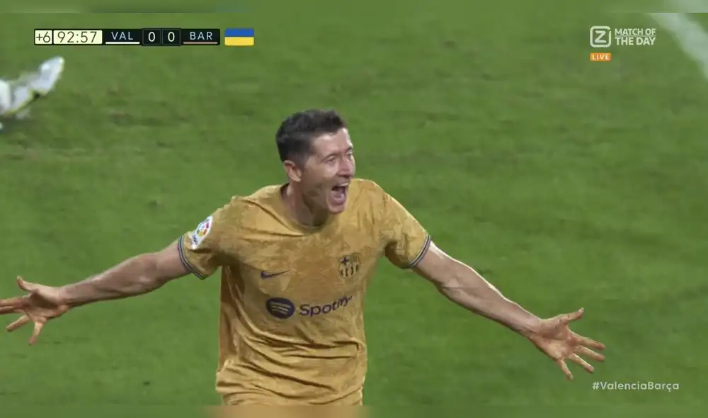 Gol de Lewandowski sobre el final. Foto: captura Directv Sports