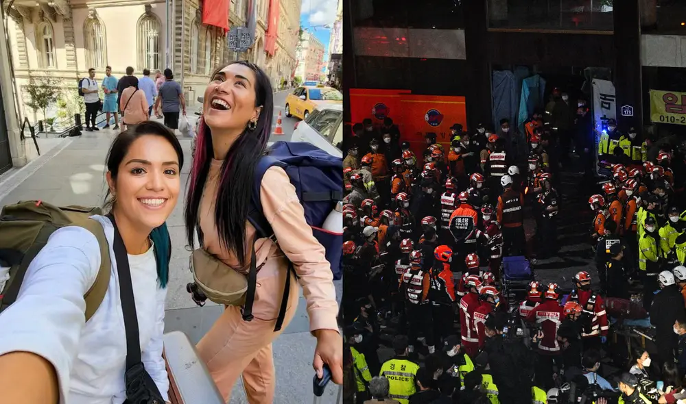 Las youtubers Misias pero viajeras estuvieron a metros de la zona de estampida de Seúl. Foto: Instagram/Misias pero viajeras/AFP