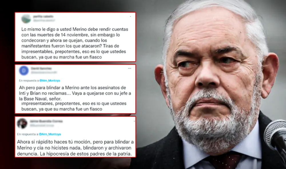Montoya nunca tuvo una postura crítica contra Manuel Merino. Foto: composición Jazmin Ceras LR/Ojo Público/capturas Twitter.