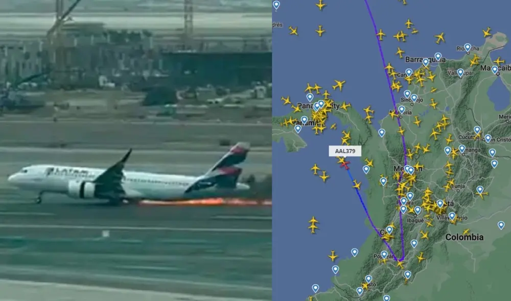 Dos muertos y 24 heridos dejó el choque de la nave con un vehículo en la pista de despegue del Jorge Chávez. Foto: composición LR/captura de Twitter/Flight Radar