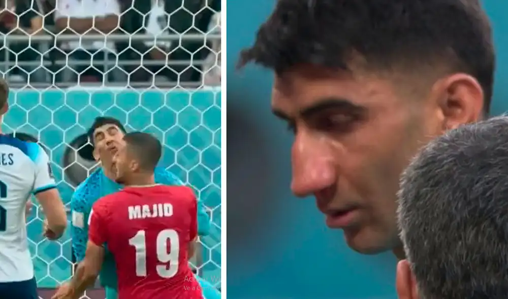 El portero de Irán tuvo que salir cambiado debido a la lesión que tuvo. Foto: captura/DirecTV Sports