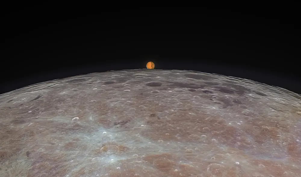 Marte se asoma detrás de la Luna después haber sido eclipsado el pasado miércoles 7 de diciembre de 2022. Foto: Twitter / Andrew McCarthy