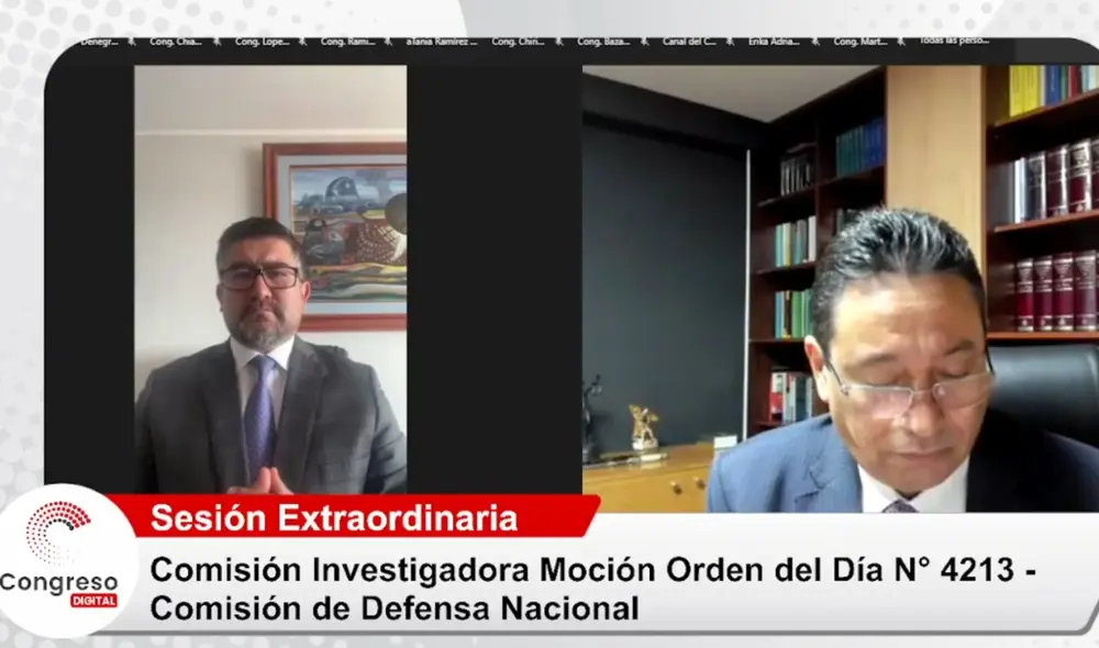 Se volvió a ver a Alvarado en la comisión de Defensa. Foto: Congreso TV Se volvió a ver a Alvarado en la comisión de Defensa. Foto: Congreso TV