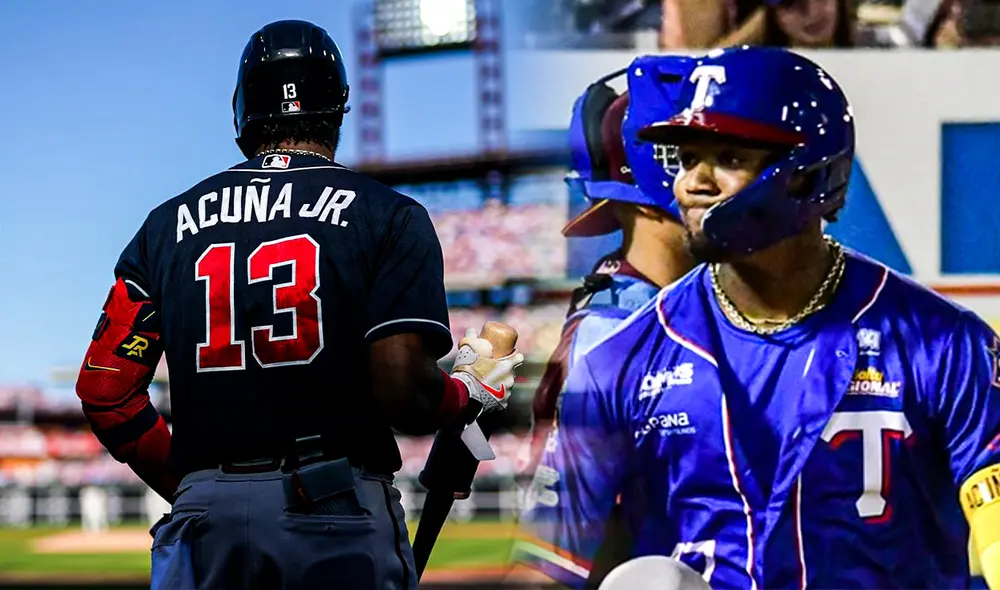 Ronald Acuña Jr. se retiró de la Final LVBP y eliminó sus redes sociales. Foto: composición LR / Atlanta Braves / Tiburones