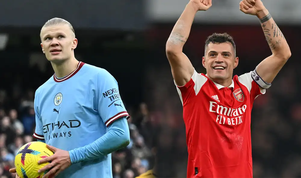 Haaland y Xhaka intentarán ser los jugadores más determinantes en el Etihad Stadium. Foto: Composición LR/AFP Haaland y Xhaka intentarán ser los jugadores más determinantes en el Etihad Stadium. Foto: Composición LR/AFP