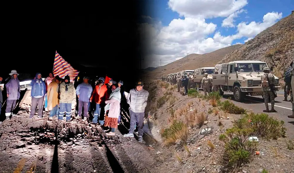 Puno. Aimaras en pie de lucha en la carretera desde la noche del martes. Foto: composición Jazmín Ceras LR Puno. Aimaras en pie de lucha en la carretera desde la noche del martes. Foto: composición Jazmín Ceras LR