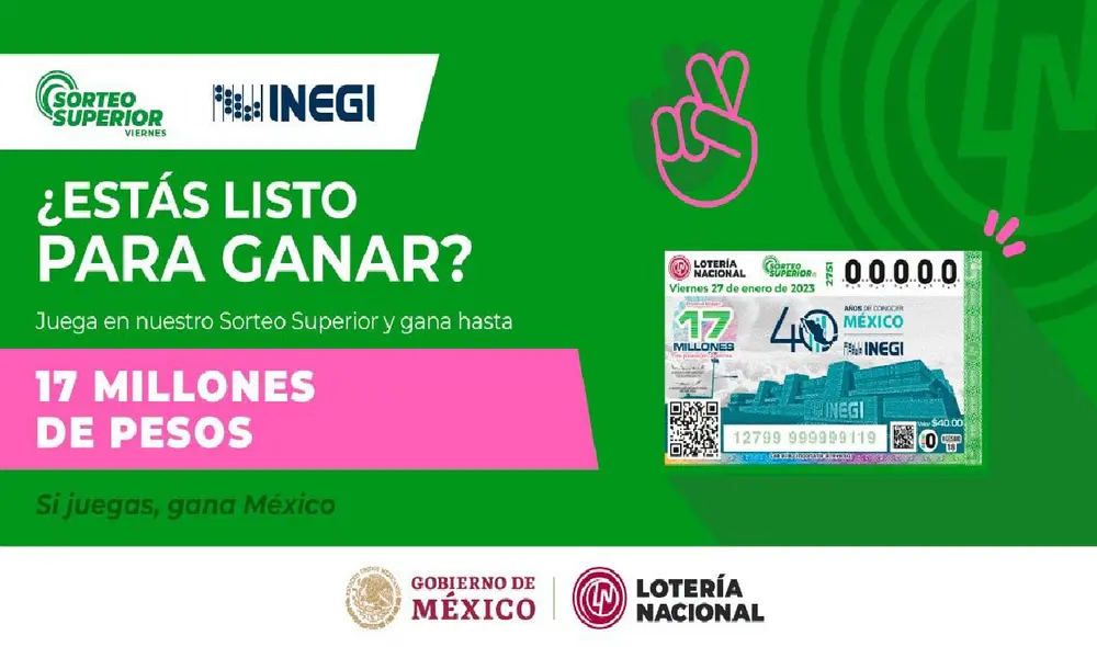El Sorteo Superior de la Lotería Nacional de México ofrece 17 millones de pesos al ganador. Foto: Lotería Nacional de México El Sorteo Superior de la Lotería Nacional de México ofrece 17 millones de pesos al ganador. Foto: Lotería Nacional de México