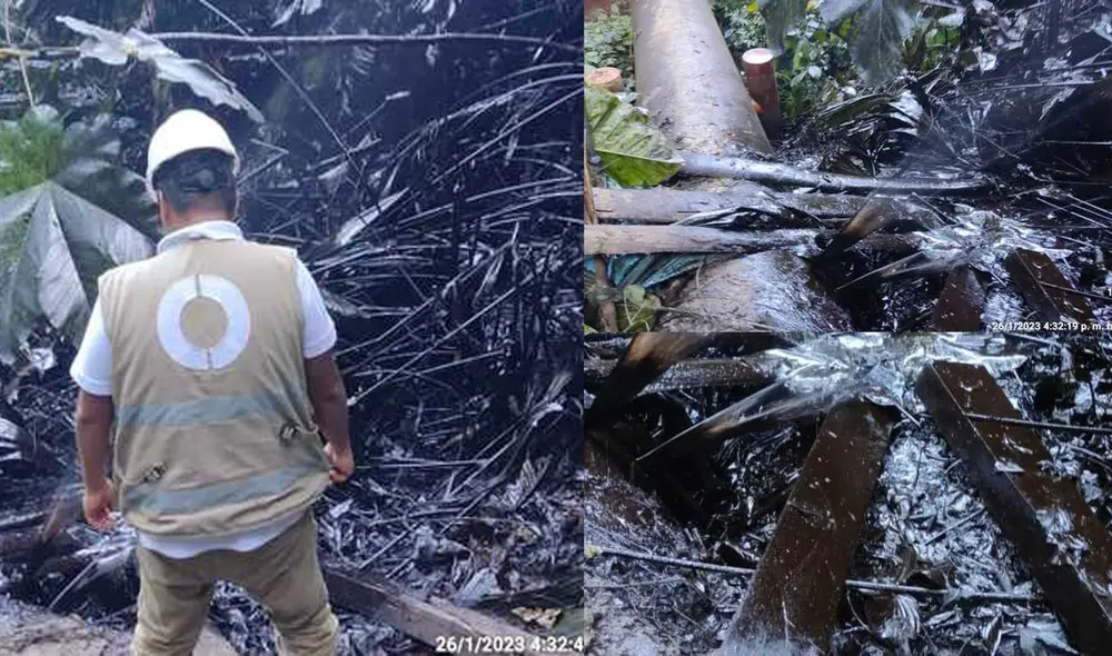 El derrame de petróleo ocurrido el 18 de enero a la altura del kilómetro 390+184 afectó componentes ambientales. Foto: OEFA