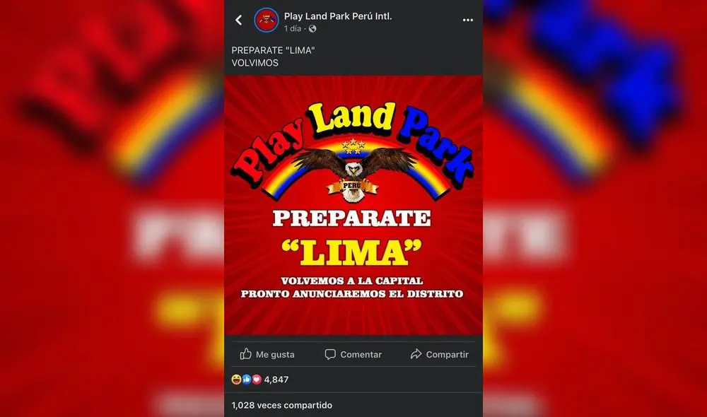 Play Land Park anuncia su regreso a Lima. Foto: Play Land Park/Facebook
