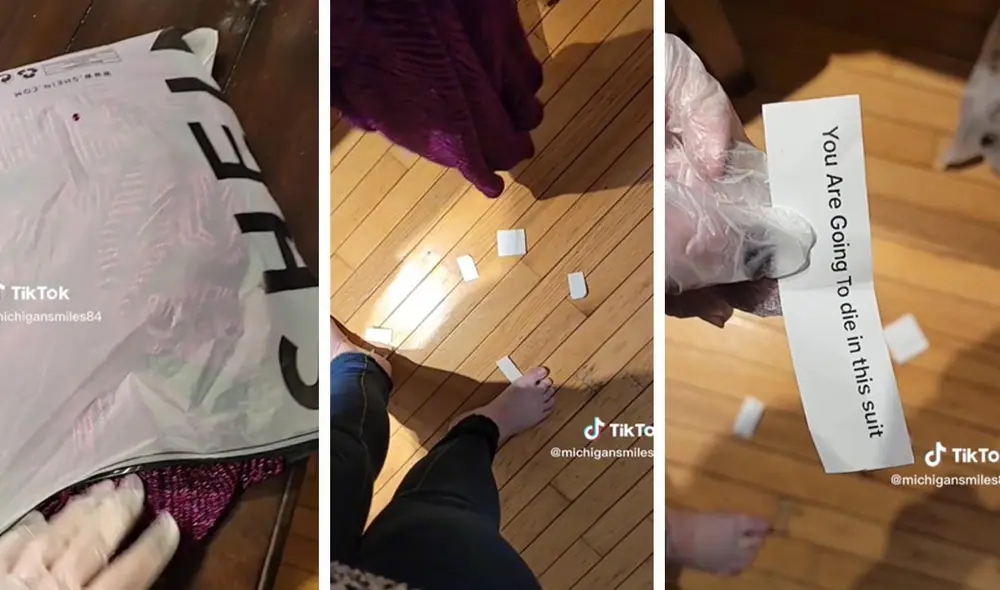 La mujer compartió por TikTok el siniestro mensaje que llegó con su orden de Shein