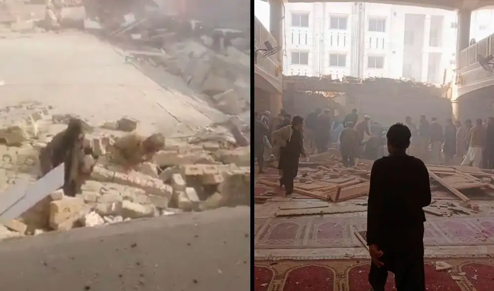 Destrozos en la mezquita de Peshawar, Pakistán. Foto: captura/Twitter @AlertaNews24 Destrozos en la mezquita de Peshawar, Pakistán. Foto: captura/Twitter @AlertaNews24
