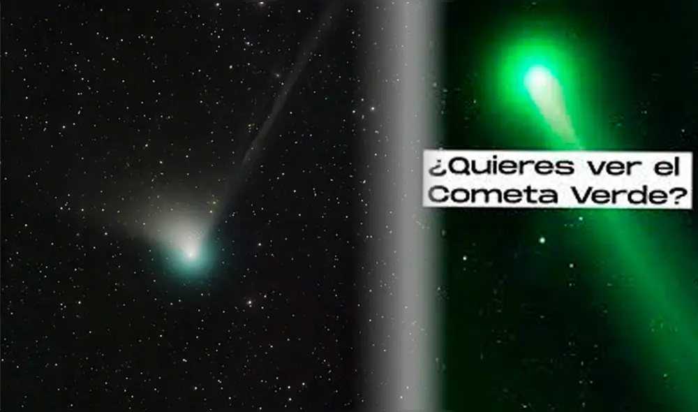 ¿A qué hora se verá cometa verde en Chile? Revisa cuándo y dónde. Foto: composición LR/T13/TikTok