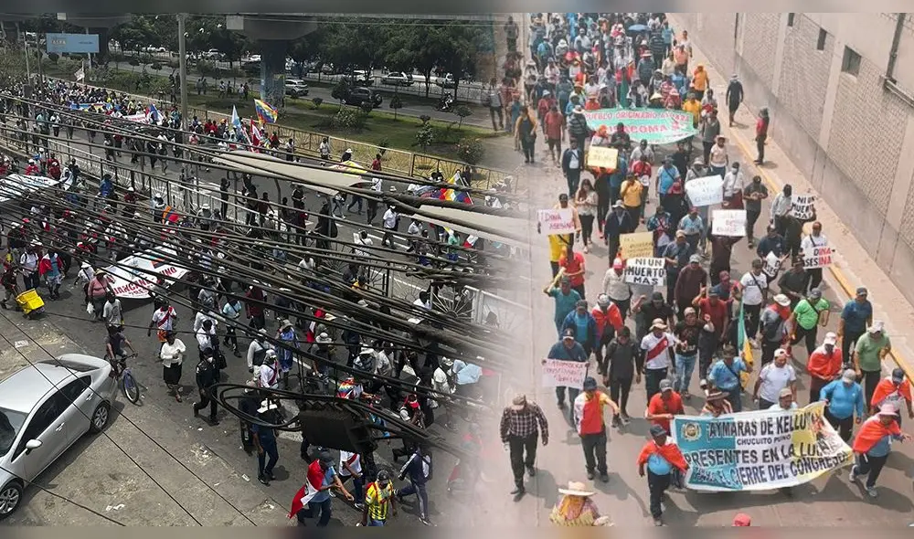 Marcha en Lima: ciudadanos recorren calles hasta llegar al Centro Histórico. Foto: composición LR/Twitter/Kevin Huamaní/Wayka Marcha en Lima: ciudadanos recorren calles hasta llegar al Centro Histórico. Foto: composición LR/Twitter/Kevin Huamaní/Wayka
