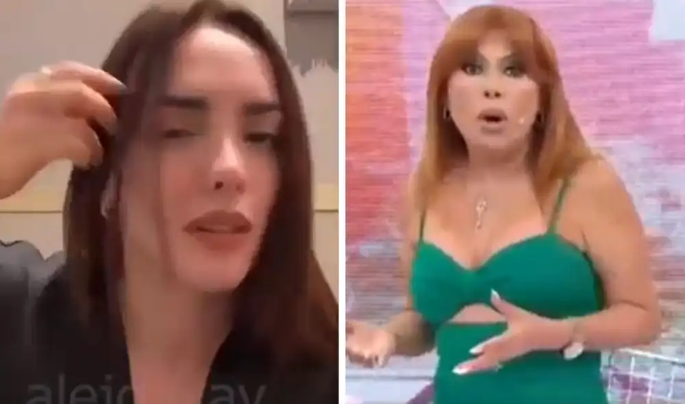 Magaly Medina cuestionó las versiones de Rosángela Espinoza respecto a su saliente. Foto: captura ATV
