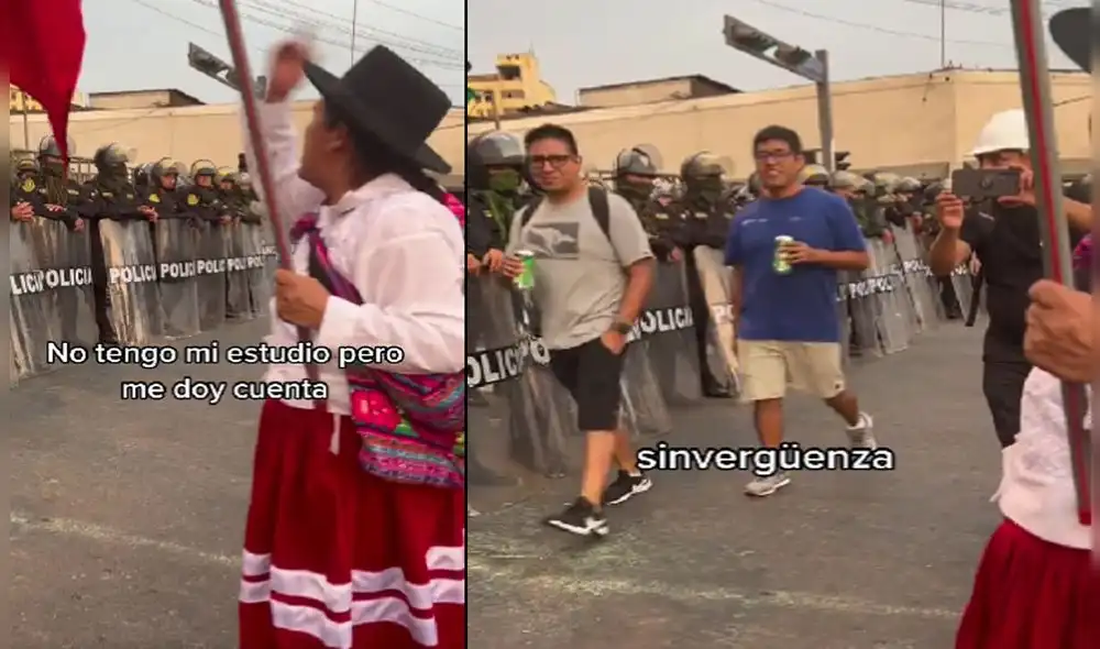 Dos jóvenes se burlan de una manifestantes en plena protesta. Foto captura de Alex Febrero/ Twitter Dos jóvenes se burlan de una manifestantes en plena protesta. Foto captura de Alex Febrero/ Twitter