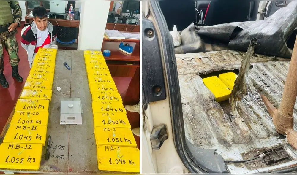 Veinticinco kilos de cocaína que eran transportados en un automóvil fueron confiscados en Ayacucho. Foto: PNP