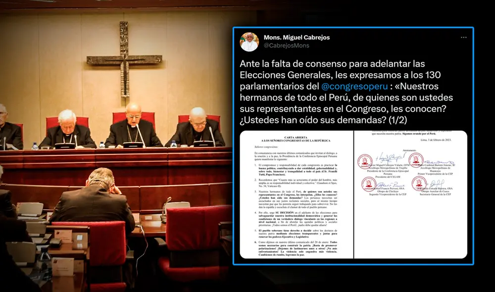 Monseñor Cabrejos hace pública una carta de la Conferencia Episcopal. Foto: composición LR/Twitter Monseñor Cabrejos hace pública una carta de la Conferencia Episcopal. Foto: composición LR/Twitter