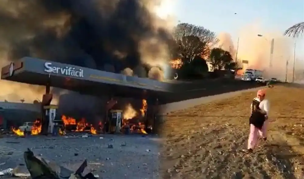 Una gasolinera de la cadena Servifácil explosionó en Tula de Hidalgo, México. Foto: composición LR/@LaRazón_MX/captura de Twitter/@PájaroPolítico - Video: PájaroPolítico
