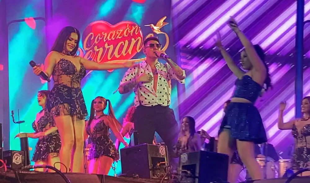 Corazón Serrano y Milena Warthon hicieron vibrar al público en Los Olivos. Foto: composición LR/ @nuevaqfm/Instagram - Video: Tiktok
