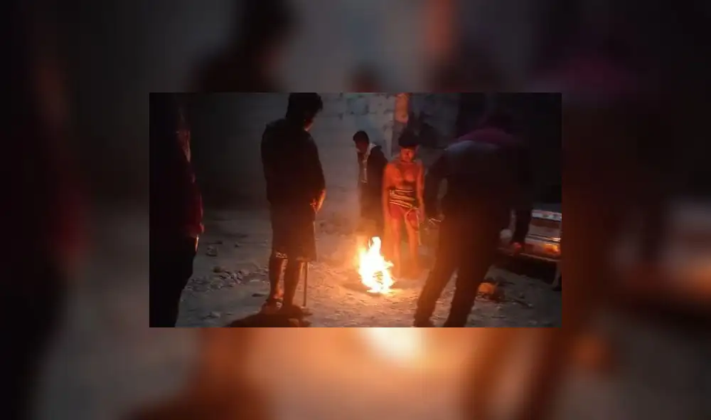 Pobladores amenazaron al presunto ladrón con una llama de fuego