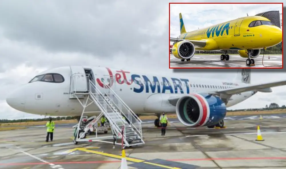 La aerolínea declaró a Viva Air su interés en realizar una oferta por el 100% de sus acciones. Foto: composición LR/Twitter de JetSMART La aerolínea declaró a Viva Air su interés en realizar una oferta por el 100% de sus acciones. Foto: composición LR/Twitter de JetSMART