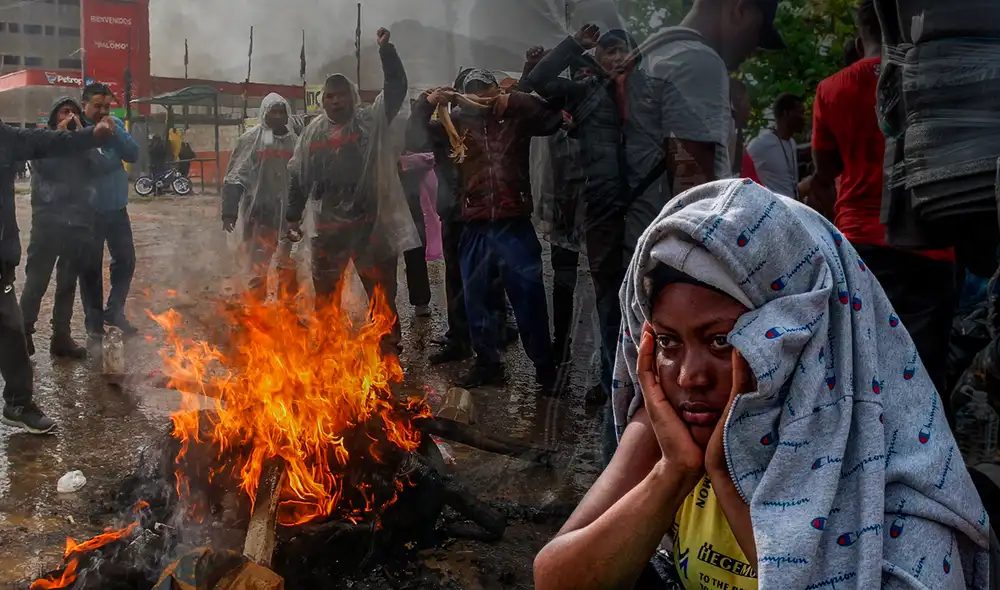 Migrantes sufren la crisis del gobierno peruana en las alturas. Foto: composición LR/El País/referencial/AFP