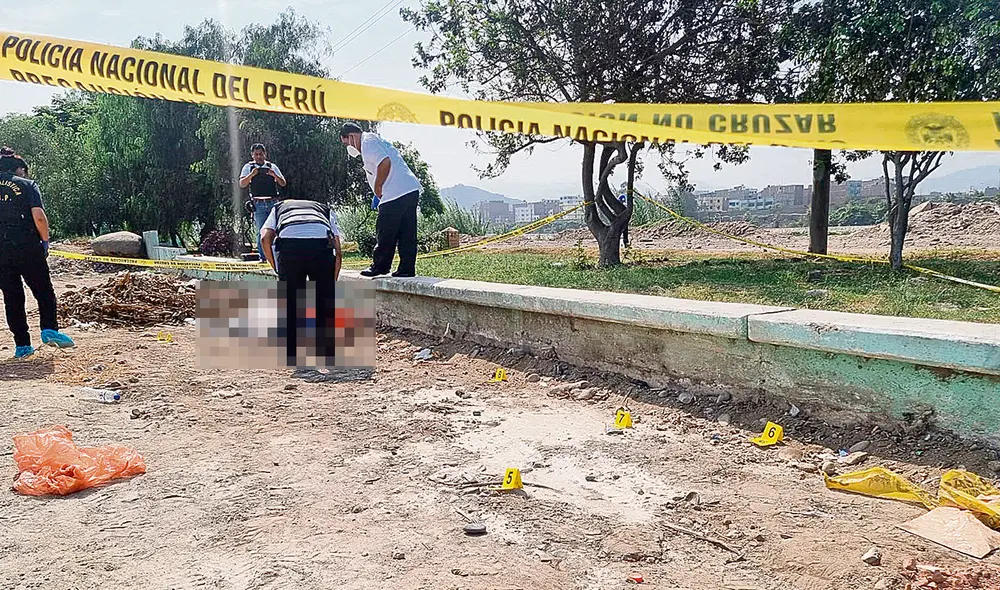 En Huachipa. El hallazgo de otro cuerpo baleado en Lima causó temor en la población. Foto: Omar Coca/URPI-LR