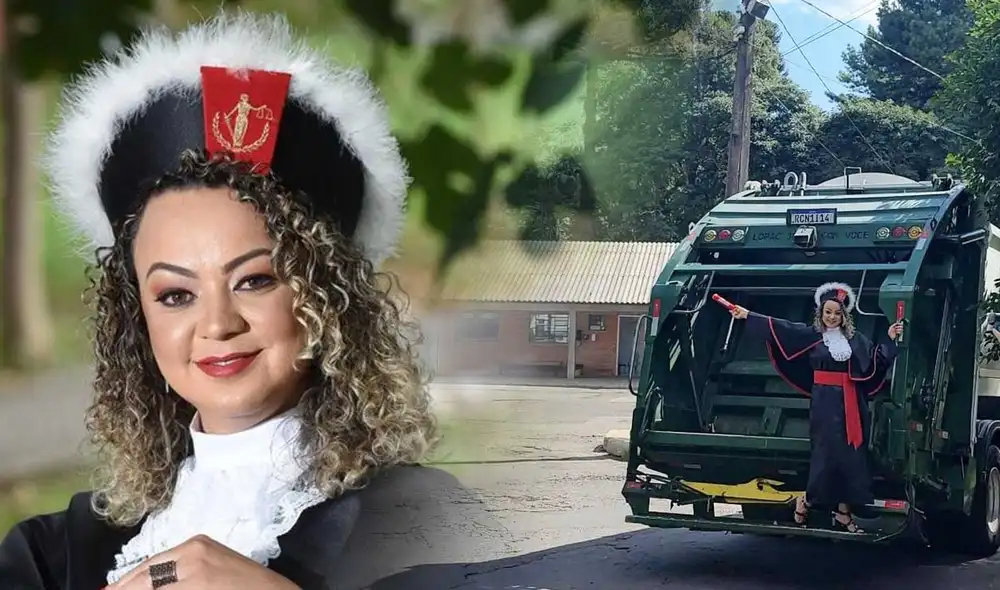 Lindiane Godoi decidio celebrar su graduación junto al camión que la acompaño por años en su trabajo.  Foto: composición LR/ G1/Codeca