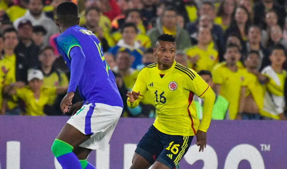 La selección cafetera enfrentó a Brasil en la penúltima fecha por el Sudamericano sub-20. Foto: Twitter/Selección Colombia