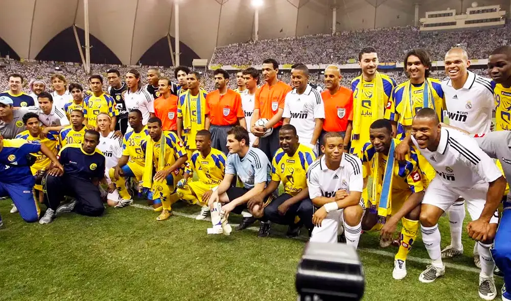 Al-Nassr y Real Madrid se enfrentaron por la despedida de la estrella saudí Majed Abdullah en 2008. Foto: Captura