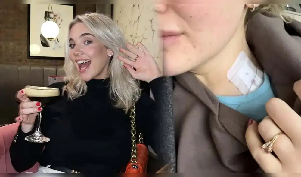 La inglesa Izzy Fletcher tuvo por nueve meses extraños síntomas, después de haber tomado una copa de vino . Foto: composición LR/Kennedy News/@izzyfletcher1511 La inglesa Izzy Fletcher tuvo por nueve meses extraños síntomas, después de haber tomado una copa de vino . Foto: composición LR/Kennedy News/@izzyfletcher1511